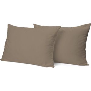 Eleganzzz Kussensloop Hotelsluiting Percal Katoen - Zand - Kussensloop 60x70cm - Kussenslopen set van 2 - 100% Katoen