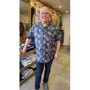 North 56 Overhemd Blauw Print Maat 8XL Plussize