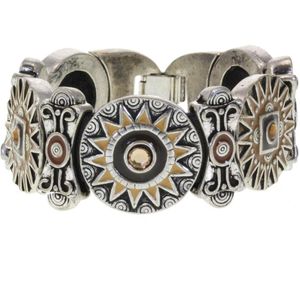 Behave - Armband - Vintage Antiek Zilverkleur Bruin - Bohemian stijl