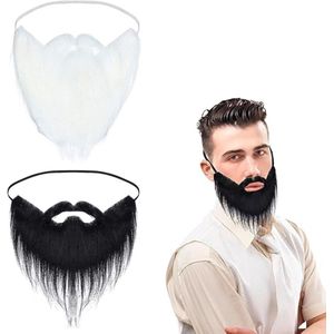 2 stuks nepbaarden en nepsnorren kerstman - grappig en zelfklevend voor Halloween en cosplay - verstelbaar elastisch touw