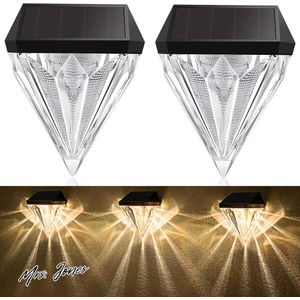Mrs. Jones Solar Lights Outdoor Waterproof Solar Lamp Garden Decoration Patio Fence Garden Stairs Pack 2 Outdoor Lighting Solar Power LED Lights Bright Decorative Light .