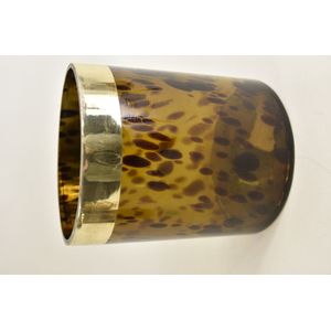 Sfeerlichten - Pc. 1 Glass Vase W/band ""leopard"" Brown Ø 15x17 Cm