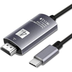 A-KONIC© USB-C Mannelijk naar HDMI 4K Vrouwelijk - Kabel 1.8 Meter - Spacegrey