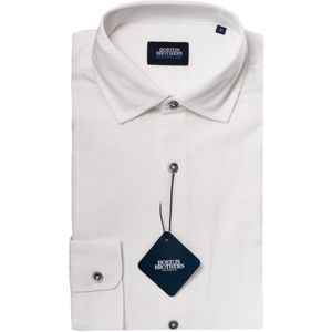 Boston Brothers overhemd - wit uni - linnen - lange mouwen - maat XL