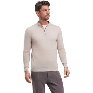 FALKE Basic New Merino Halfzip zachte elegante wol trui heren beige - maat XL