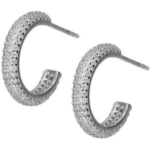 Zilver Oorbellen - Zilver Luxe Oorringen met Zirkonia - Gerhodineerd - Zilver 925- Amona Jewelry
