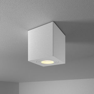 Gibbon LED opbouw plafondspot - Vierkant - IP65 waterdicht - 4000K Neutraal wit lichtkleur GU10 - Plafondlamp geschikt voor badkamer - Wit