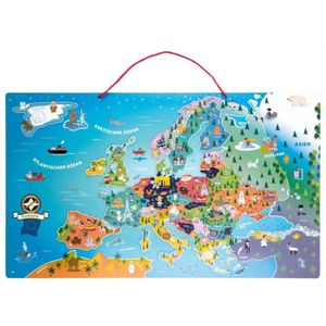 PLAYTIVE® Houten magnetische kaart Europa - 94 magnetische puzzelstukjes - Ophangbaar