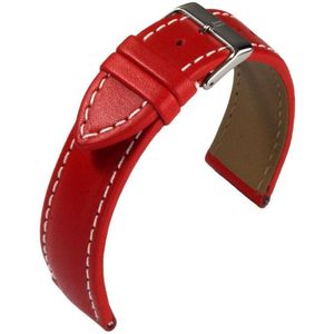 EULIT horlogeband - leer - 20 mm - rood - metalen gesp