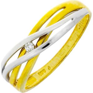 Bicolor Gouden Damesring 0.03 ct Diamant 18 karaats