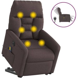 vidaXL Sta-op-massagestoel - Donkerbruin - Stof - Elektrisch Verstelbaar