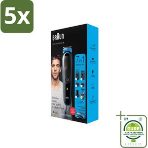 5 x Braun - Trimset - 7-in-1 - 1 Trim Apparaat - 6 Opzetstukken - Grootverpakking - Baardtrimmer - Scheerapparaat - Trimset - 7-in-1 Trimmer - Oplaadbare Trimmer