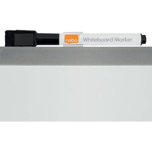 Nobo Combinatiebord Met Gewelfde Lijst - Prikbord En Whiteboard in 1 - 58,5 x 43cm - Inclusief Whiteboard Accessoires - Wit/Natuurbruin