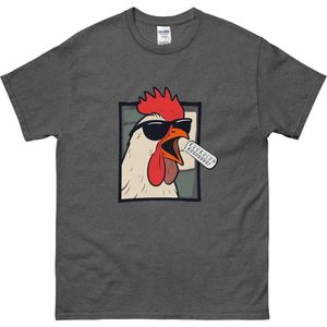 T-shirt met Haan Illustratie - Cartoonstijl - Vrouwen en Mannen - Grijs - S