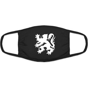 Vlaanderen mondkapje | Leeuw | gezichtsmasker | bescherming | bedrukt | logo | Zwart mondmasker van katoen, uitwasbaar & herbruikbaar. Geschikt voor OV