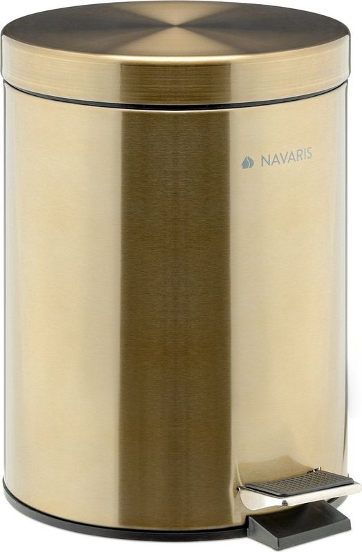 Navaris - Badkamer Pedaalemmer - Metallic Goudkleurig - 5 Liter - Met Deksel en Uitneembare Emmer