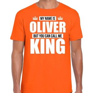 Naam cadeau My name is Oliver - but you can call me King t-shirt oranje heren - Cadeau shirt o.a verjaardag/ Koningsdag XL