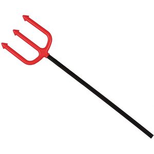 Duivel Trident/drietand vork - 51 cm - rood - plastic - Halloween verkleed accessoires