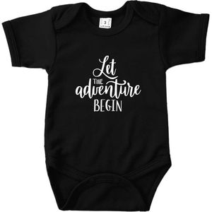 Zwangerschap Aankondiging - Let the adventure begin - Romper Zwart - Maat 68 - Aankondiging Zwangerschap - Aankondiging Baby