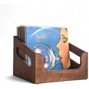 LP bak | vinyl platen bak donker bruin | opbergbox | vinyl kist | hout | berken | Auditoon | Toon Interieur