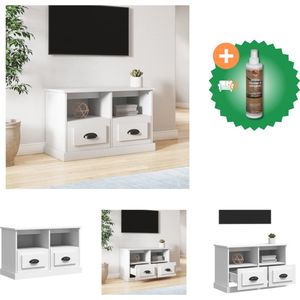 vidaXL Tv-meubel 80x35x50 cm bewerkt hout wit - Kast - Inclusief Houtreiniger en verfrisser