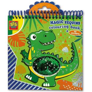 SES - Magic pailletten kleurboek (blauw/groen) - met metallic stickers
