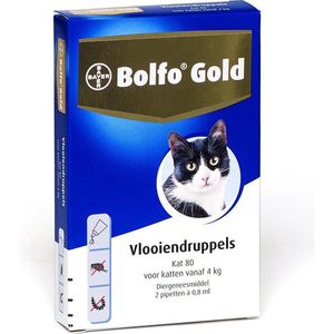 Bolfo Gold 80 Anti vlooienmiddel - Kat - >4 kg - 2 pipetten