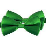 2x Groene verkleed vlinderstrikjes 12 cm voor dames/heren - Groen thema verkleedaccessoires/feestartikelen - Vlinderstrikken/vlinderdassen met elastieken sluiting