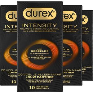 Durex Intensity Condooms - Nieuwste generatie ultradunne, latexvrije condooms voor mannen – Gedeelde lichaamswarmte - 4 x 10 stuks - Voordeelverpakking