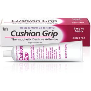 Cushion Grip Thermoplastic Denture Adhesive, 1 oz - Refits and Tightens Loose Upper and Lower Dentures and Partials | Non Glue Adhesive