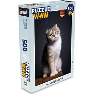 Puzzel Kat - Ogen - Licht - Legpuzzel - Puzzel 500 stukjes