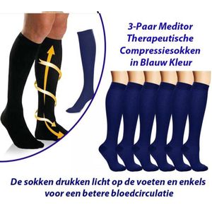 Meditor - Therapeutische Compressiesokken - Navy - 3-Paar