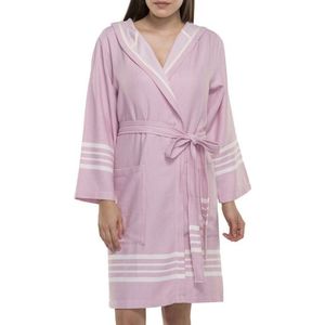 Hamam Badjas Sun Rose Pink - S - korte sauna badjas met capuchon - ochtendjas - duster - dunne badjas - unisex - twinning