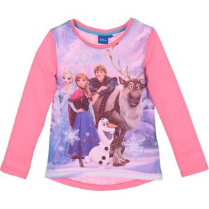 Disney Frozen - Elsa, Anna, Olaf, Kristoff & Sven - Longsleeve - Roze - 128 cm - 8 jaar