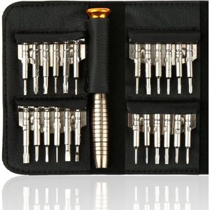 H&S Precisie schroevendraaierset - mini-gereedschapsset voor bril, horloge of laptop - draagbare kleine en compacte schroevendraaier reparatieset - inclusief 24 schroevendraaierbits