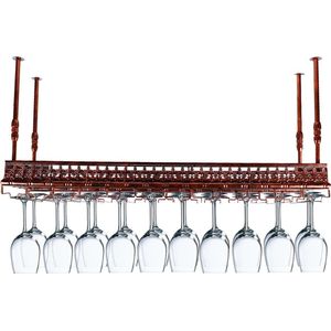 Wijnrek - Wijnglazenhouder - vintage wijnrek plafond - keukenrek hangend - 100 x 35 cm - verstelbare hoogte 35 tot 55 cm - voor thuis en commercieel gebruik - vintage koper