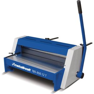 Manuele plaatschaar tafelmodel werkbreedte 650 mm plaatdiktes tot 1,25 mm in staal achteraanslag 500 mm snijlijnverlichting Metallkraft TBS650-12T
