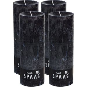 SPAAS Kaarsen - Rustieke kaarsen 68/190 mm - Stompkaars - 95 branduren - Zwart - 4 stuks - Voordeelverpakking