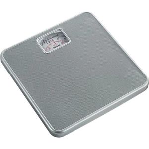 Weegschaal - Personenweegschaal mechanische antislipmat - afleesbaar - draaiknop - groot platform - voetruimte - capaciteit 120 kg - zilver