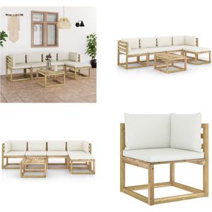 vidaXL 6-delige Loungeset met kussens geïmpregneerd grenenhout - Pallet Loungeset - Pallet Loungesets - Tuinset - Tuinsets