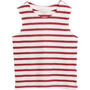 TOM TAILOR - Top - Robijnrood / Offwhite - Mouwloos - Normale Pasvorm