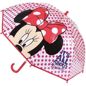 Kinder paraplu Minnie Mouse rood 71 cm - Disney paraplus voor kinderen - Transparant