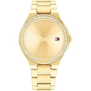 Tommy Hilfiger TH1782642 Juliette Dames Horloge - Mineraalglas - Staal - Goudkleurig - 36 mm breed - Quartz - Vouw/Vlindersluiting - 3 ATM (spatwater)