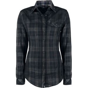 Black Premium by EMP Blauw-grijs geruit overhemd - Dames - XXL