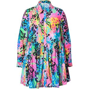 Angel of Style - Dames - Blouse A-lijn kleurig luipaardpatroon - Licht turkoois - Maat 44