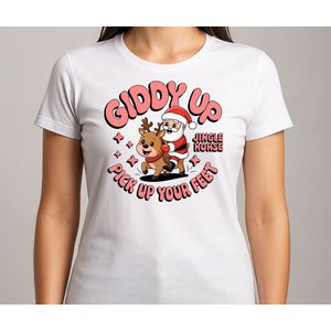 Giddy up Jingle Horse Pick up your Feet - T Shirt - MerryChristmas - ChristmasVibes - Funny - Sarcasm - VrolijkKerstfeest - Kerstmis - Grappig - Sarcasme