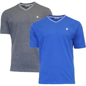 2-Pack Donnay T-shirt - sportshirt - V-Hals shirt - Heren - Maat S - Charcoal&Royal-blue