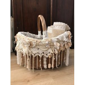 Mand, Ibiza style grote mand met kant, Dedicated Creations