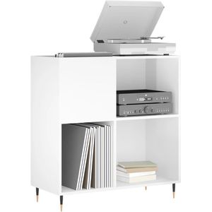 Platenspeler Meubel - LP-kast - Platenspelerkast - Draaitafelstandaard - Platenspelerstandaard - Vintage Displayplank - Hoogglans Wit