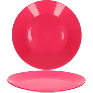 6x stuks ontbijt/diner bordjes hard kunststof 26 cm in het rood. Outdoor servies camping/picknick/verjaardag